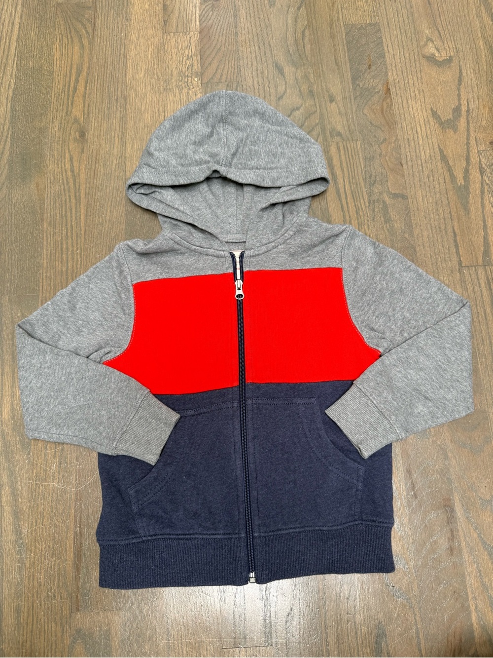 Hanna Andersson Colorblock Zip Hoodie - Gray, Red & Navy
